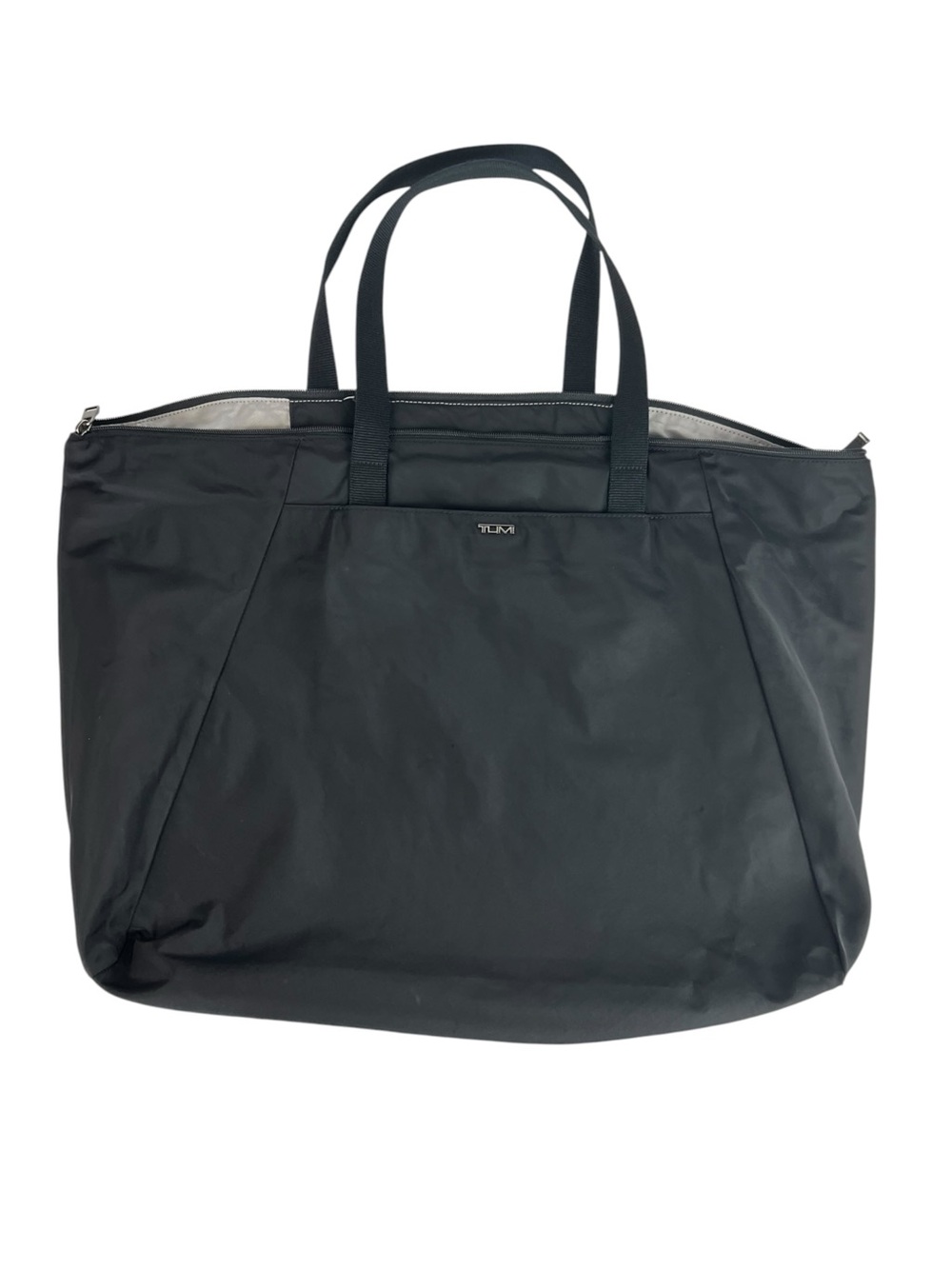 TUMI Black Nylon Zip Top Tote Travel Carryall Shoulder Bag Packable Lightweight